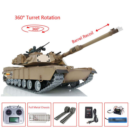 HengLong 3918 RTR RC Tank Full Metal Chassis With Plastic Hull TK7.1 Leopard2A6 M1A2 Sound Main Board with 360 Degrees Turret Barrel Recoil BB