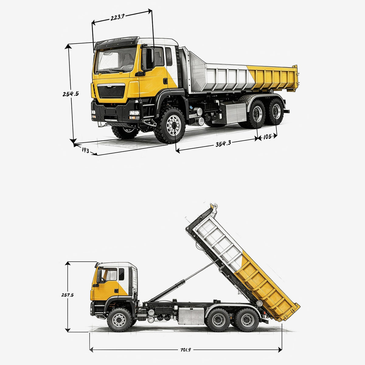 TOUCAN RC HOBBY LESU Z0094 1/14 Metal 6x6 RC Hydraulic Roll on off Dump Truck Telescopic Hooklift Transport Vehicle with 3Speed Transmission 5CH Valve Light Sound