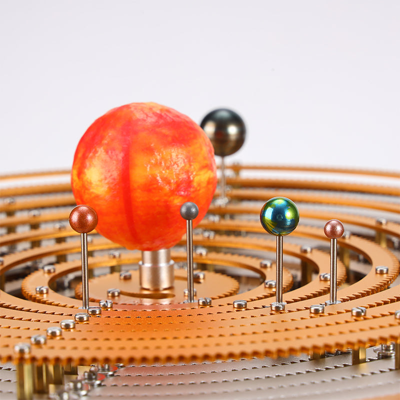 TECHING Metal Solar System Kit DIY Electric Model Copy Classics DM405 600+ Parts Metal Gears Battery Charging Cable Gifts Instruction  Manual