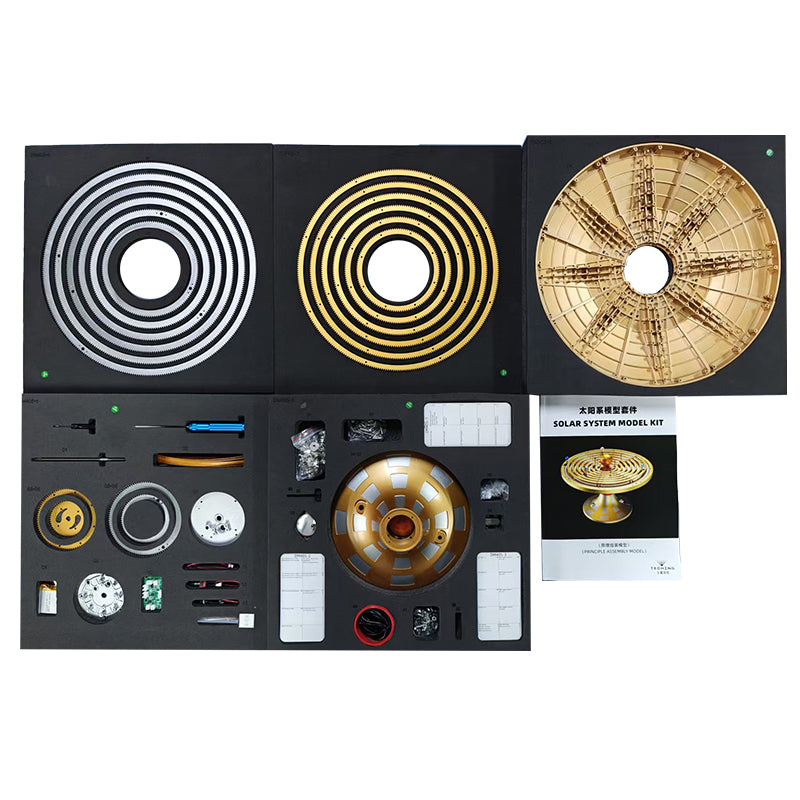 TECHING Metal Solar System Kit DIY Electric Model Copy Classics DM405 600+ Parts Metal Gears Battery Charging Cable Gifts Instruction  Manual