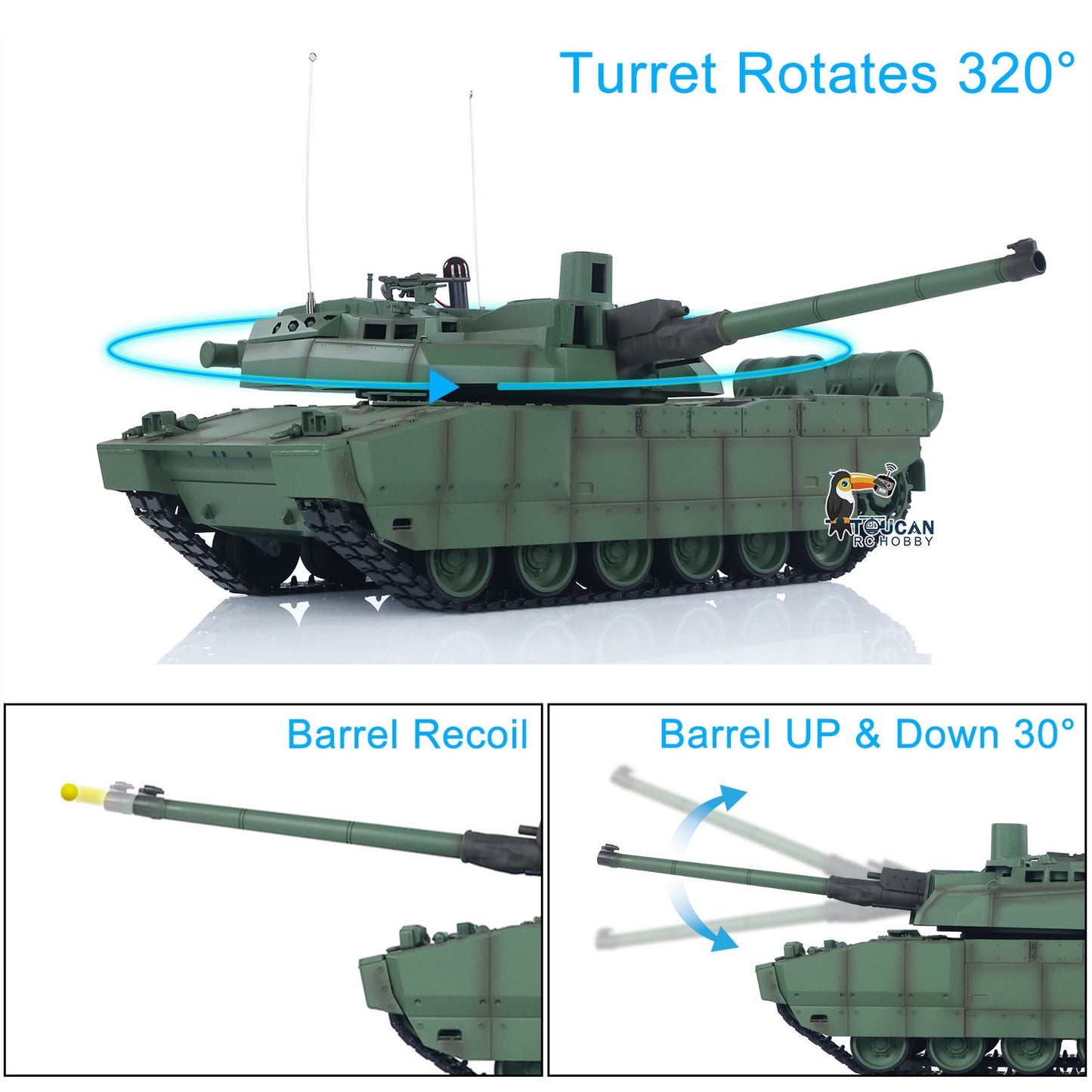 TD 1/16 RC Militärpanzer H2408 Leclerc Kampfpanzer Metallantriebsrad Laufradgetriebe Infrarot BB Laufrückstoß Raucheinheit