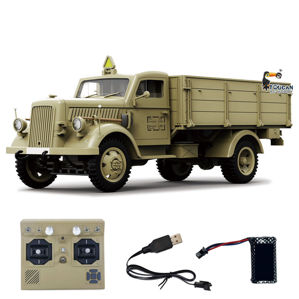 TOUCAN RC HOBBY G2077 1/16 Plastic RC Military Truck WWII Classic Military Vehicle Light Sound Effects 2S Battery RTR Finished Model