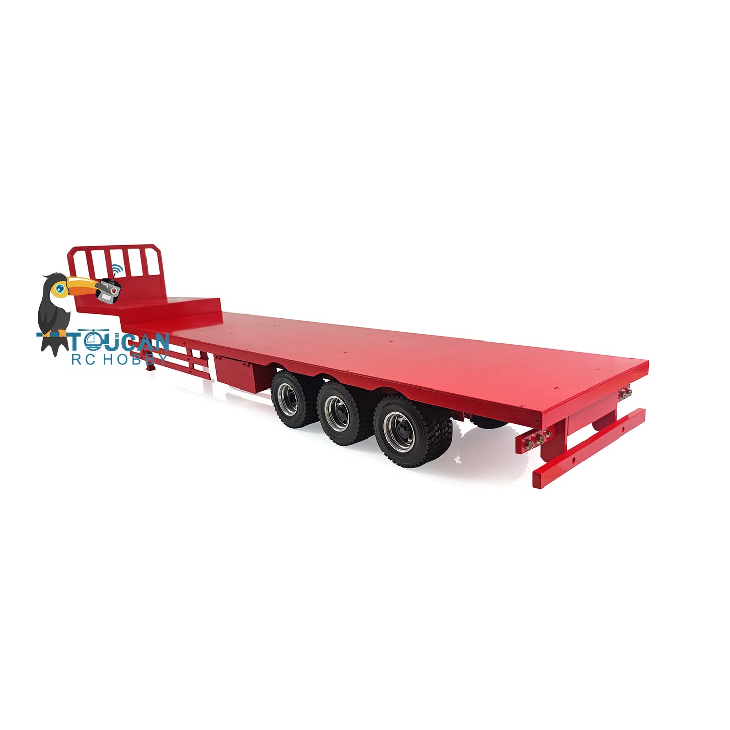 1/12 RC articulated truck tri-axle aluminum alloy trailer painted yellow side view WHL-3AxleTrailer