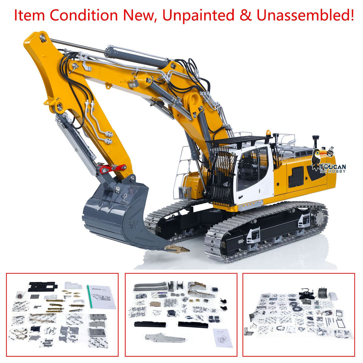 LESU 1/14 RC Hydraulic Excavator LR956 Metal 3 Arms Remote Control Digger Model