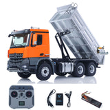  1/14 Kabolite 5702 6x6 RC dump truck silver gray front view with LED headlights