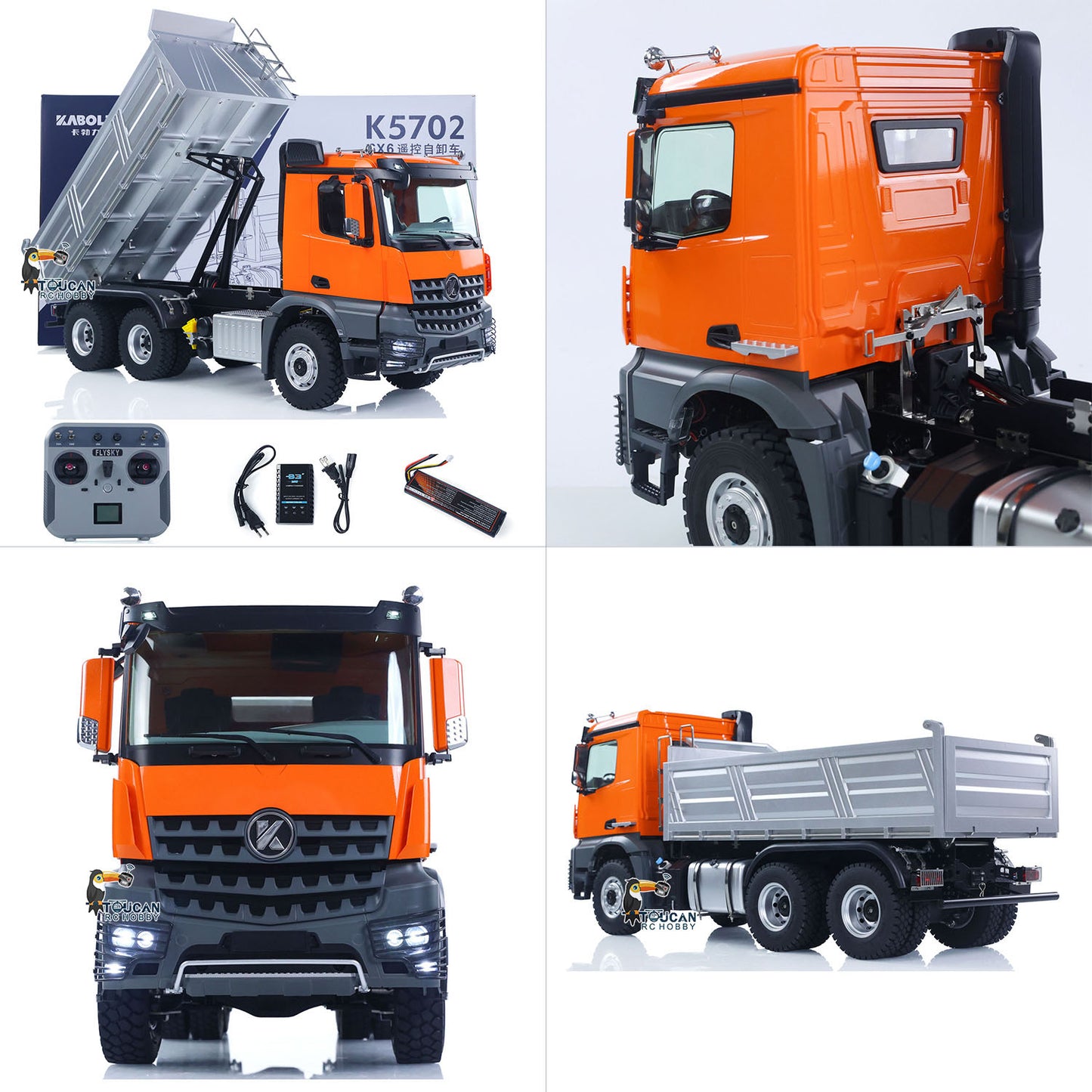1/14 Kabolite 5702 6x6 RC tipper silver gray top-down view of dump bed