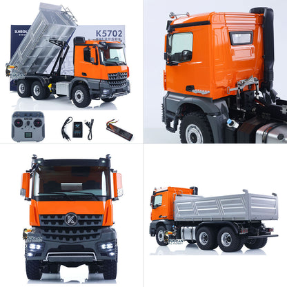 1/14 Kabolite 5702 6x6 RC tipper silver gray top-down view of dump bed