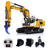 MTM 946-3 Metal 1/14 Excavator Hydraulic Crawler with 6-Way Valve and 4MPa Pump including T12D Radio and Clamshell Bucket with Ripper and 2 Extra Buckets without Battery