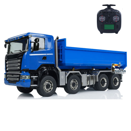 1. 1/14 RC 8x8 Dump Truck TH-X SC-G88 Blue U-Shaped Bucket Front View
