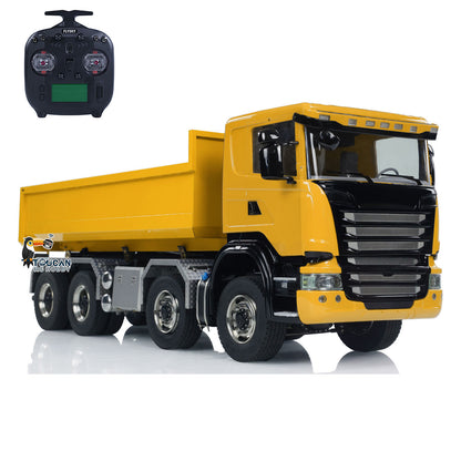1. 1/14 RC 8x8 Dump Truck TH-X SC-G88 U-Shaped Short Bucket Yellow Front View  
