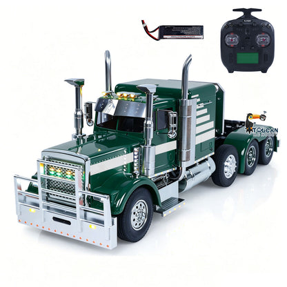 1. 1/14 RC 8x4 Tractor Truck TOUCAN GrandHauler White Red Stripes Front View
