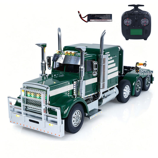 1. 1/14 RC 8x4 Tractor Truck TOUCAN GrandHauler White Red Stripes Front View
