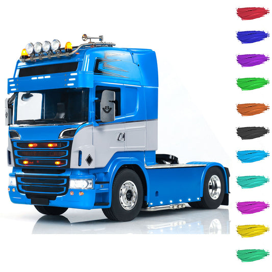 1. 1/14 RC Tractor Truck 4x4 Metal Chassis TOUCAN Z008 801C R730 Front View Blue Gray  
