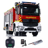 1. 1/14 RC Fire Truck 6x6 Metal Chassis YLL PS011 PNP Red White Black Front View  
