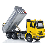 MD 6X6 Dumper Metal 1/14 Full Metal Chassis Hydraulic Tipper with 2-Speed Transmission and 6x6 Drive System Yellow Cab Silver Bucket Ready to Run