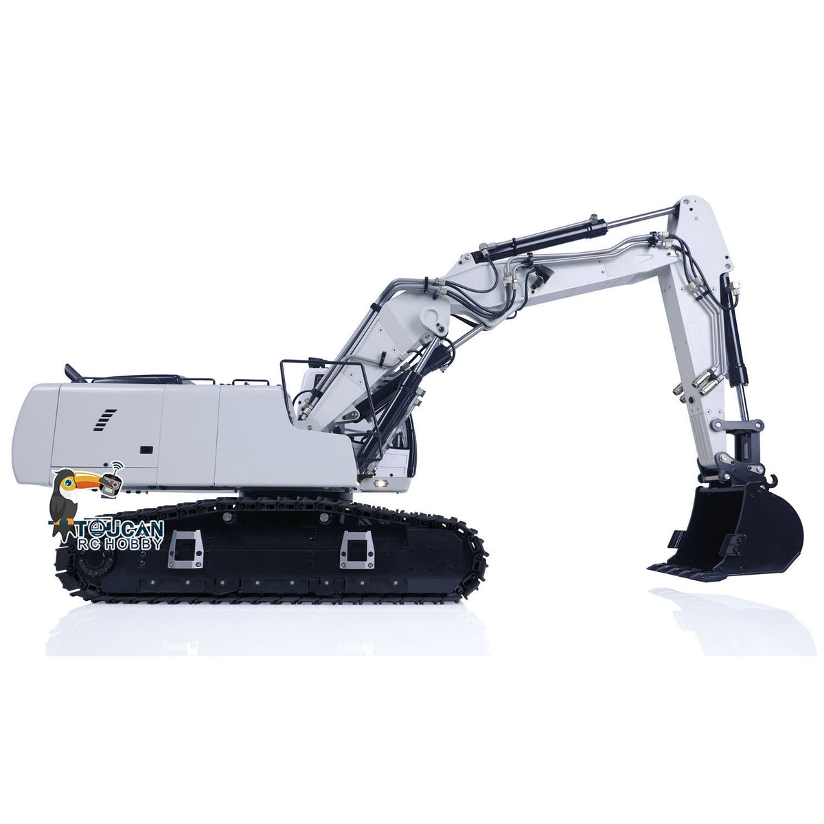MTM 946-3 Metal 1/14 Excavator All-Metal Hydraulic Tracked Model with T12D Transmitter and Blue Hydraulic Grab plus 2 Buckets and Ripper, Battery Charger Not Included