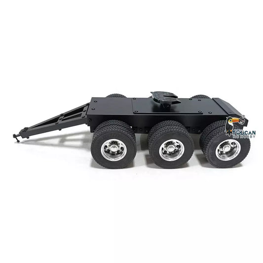 Metal 1/14 3-Axle Trailer with Fifth-wheel Traction for RC Truck Loader Tractor Excavator Lesu Construction Vehicle