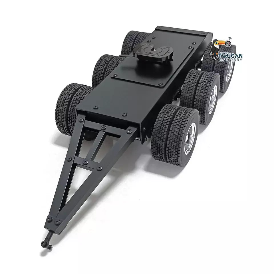 Metall 1/14 3-Achs Anhänger mit Sattelkupplung Traktion für RC Lkw Lader Traktor Bagger Lesu Tamiya Bau Fahrzeug