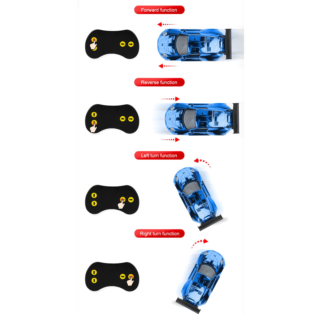 RC-Rennwagen im Maßstab 1/43, LED-Leuchten, RTR, Mini-Spielzeug, ferngesteuertes Elektroauto, lackiert und montiert für Multiplayer-Spiele