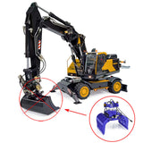 1:14 RC Hydraulic Digger Metal 3-Arm EC380 Wheeled Remote Controlled Excavators Grab Tiltable Clamshell Bucket Simulation Model