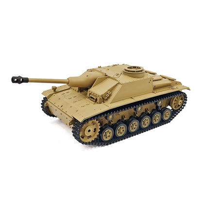 2.4G Henglong 1/16 7.0 Plastic German Stug III 3868 RTR RC Tank BB IR Steel Gearbox 1800MAH Battery Sound Lights Smoke Special Spray Painting Model