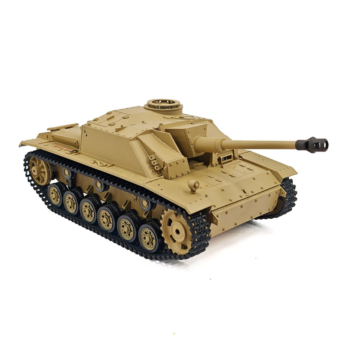 2.4G Henglong 1/16 7.0 Plastic German Stug III 3868 RTR RC Tank BB IR Steel Gearbox 1800MAH Battery Sound Lights Smoke Special Spray Painting Model
