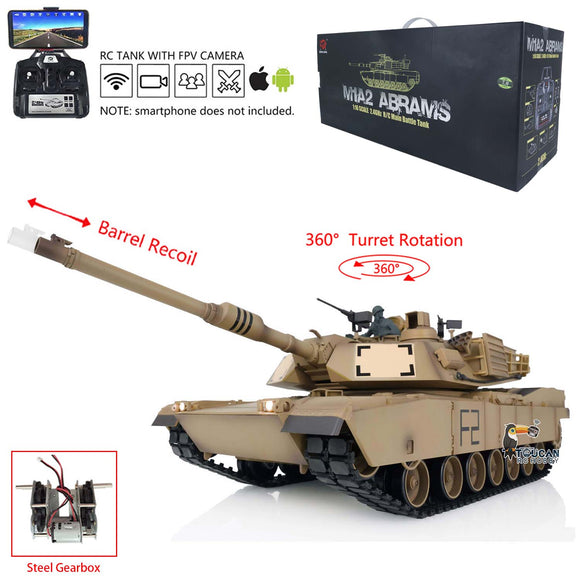 Henglong 1/16 Scale TK7.0 Plastic Version M1A2 Abrams Remote Controlled BB IR Tank 3918 Gearbox Barrel Recoil FPV Smoke Sound