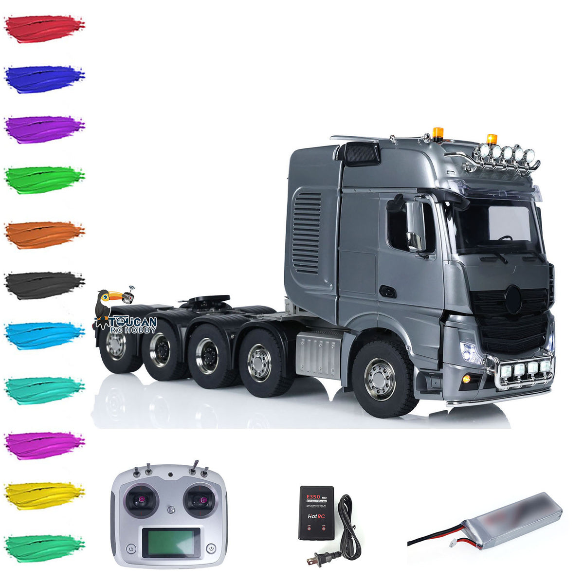 1/14 Ferngesteuerter Sattelschlepper 3363 LKW 10x10 Metallchassis Betriebsbereiter LKW Emuliertes Modell Lichter Geräusche 3-Gang-Getriebe