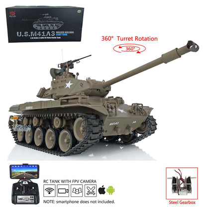 Henglong 1/16 Plastic TK7.0 USA Walker Bulldog 3839 RTR RC Tank FPV 360 Degrees Turret Smoke BB IR Sounds Lights Steel Driving Gearbox