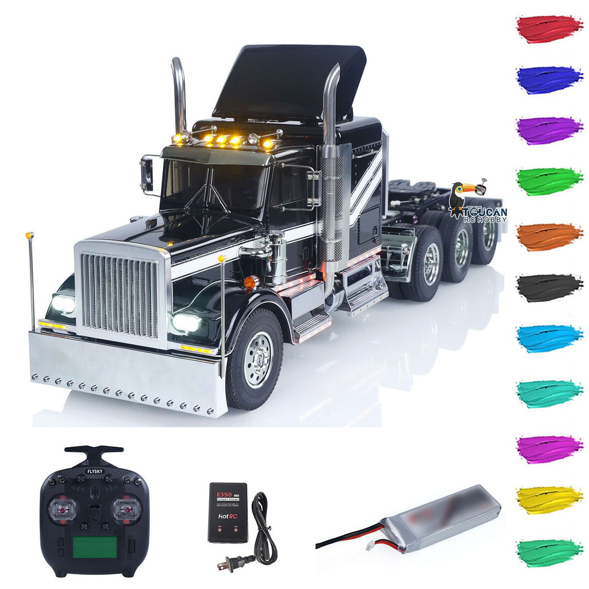 TOUCAN RC HOBBY 8X4 1/14 RC Tractor Truck Model 3Speed Remote Control Lorry Car Chassis Suspension Flysky ST8 Radio Battery
