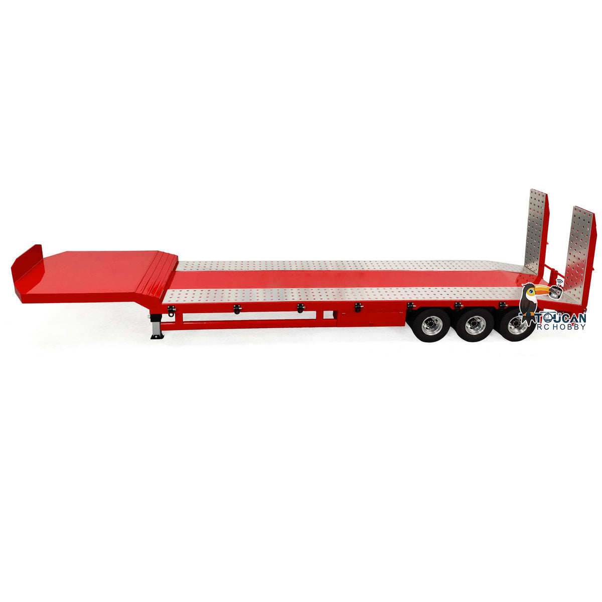 1/14 Metall-Sattelauflieger für RC-Traktor, Funksteuerung, Simulationsauto, elektrische Hebebeine, Heckklappe, DIY-Hobbymodelle