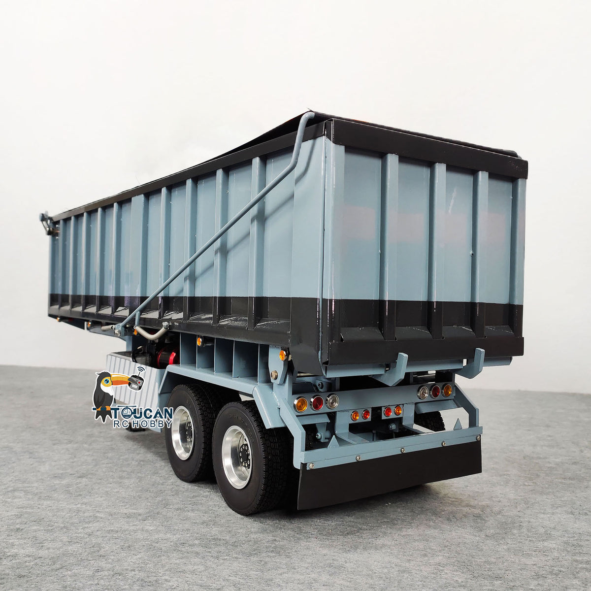 TOUCAN RC HOBBY 1/14 Metal RC Hydraulic Dump Trailer 2-axle Electric Tarpaulin for Remote Control Tractor Truck DIY Car Model
