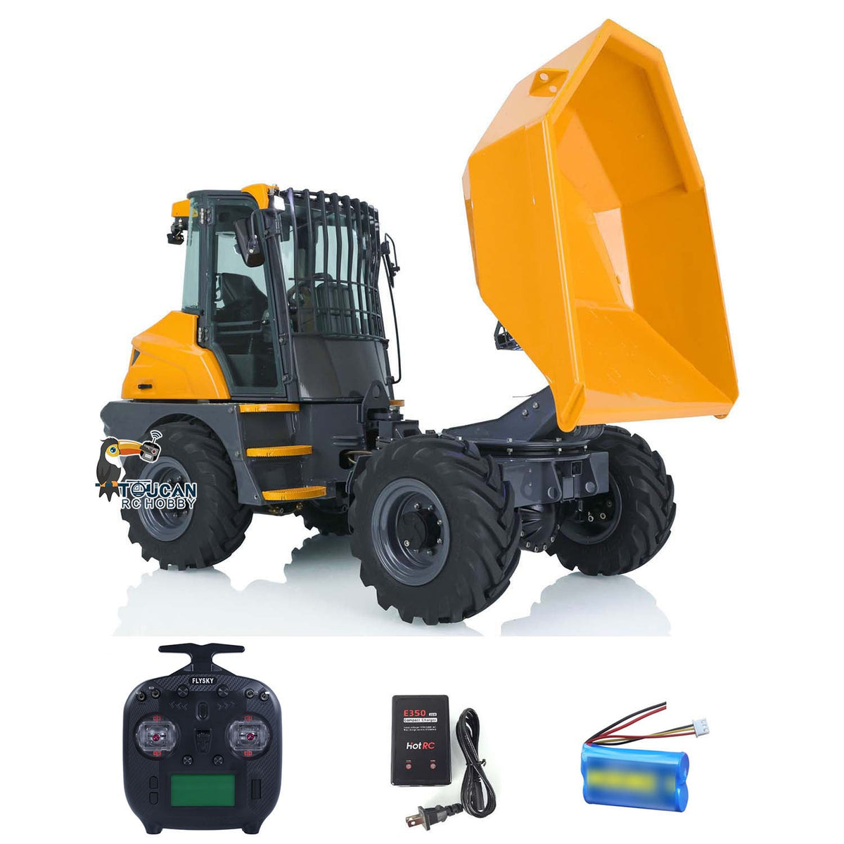 TOUCAN RC HOBBY LESU 1/14 Metal Painted RC Remote Controlled Hydraulic Articulated Dumpers AOUE 6MDX Ready To Run Motor ESC Light System