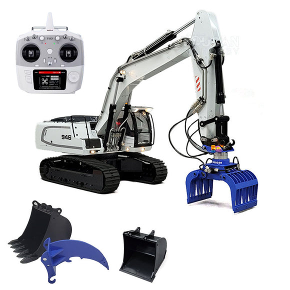1/14 946 Tracked Hydraulic RC Excavator Model Metal Grab Bucket Ripper Light Remote Control Cars for TAMIYA Dumper Truck