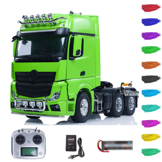 1/14 6*4 RC Tractor Truck 3363 Remote Control Lorry Car Model 540 Brushed Motor 60A ESC Openable Door Flysky I6S Radio RTR