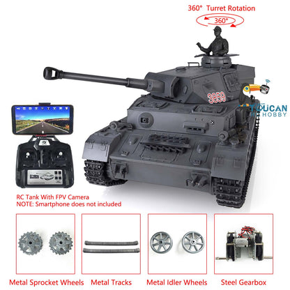 1/16 Maßstab TK7.0 Verbesserter Henglong Panzer IV F2 RTR RC FPV Modellpanzer 3859 360 Turmketten Kettenräder Leiträder Laufräder