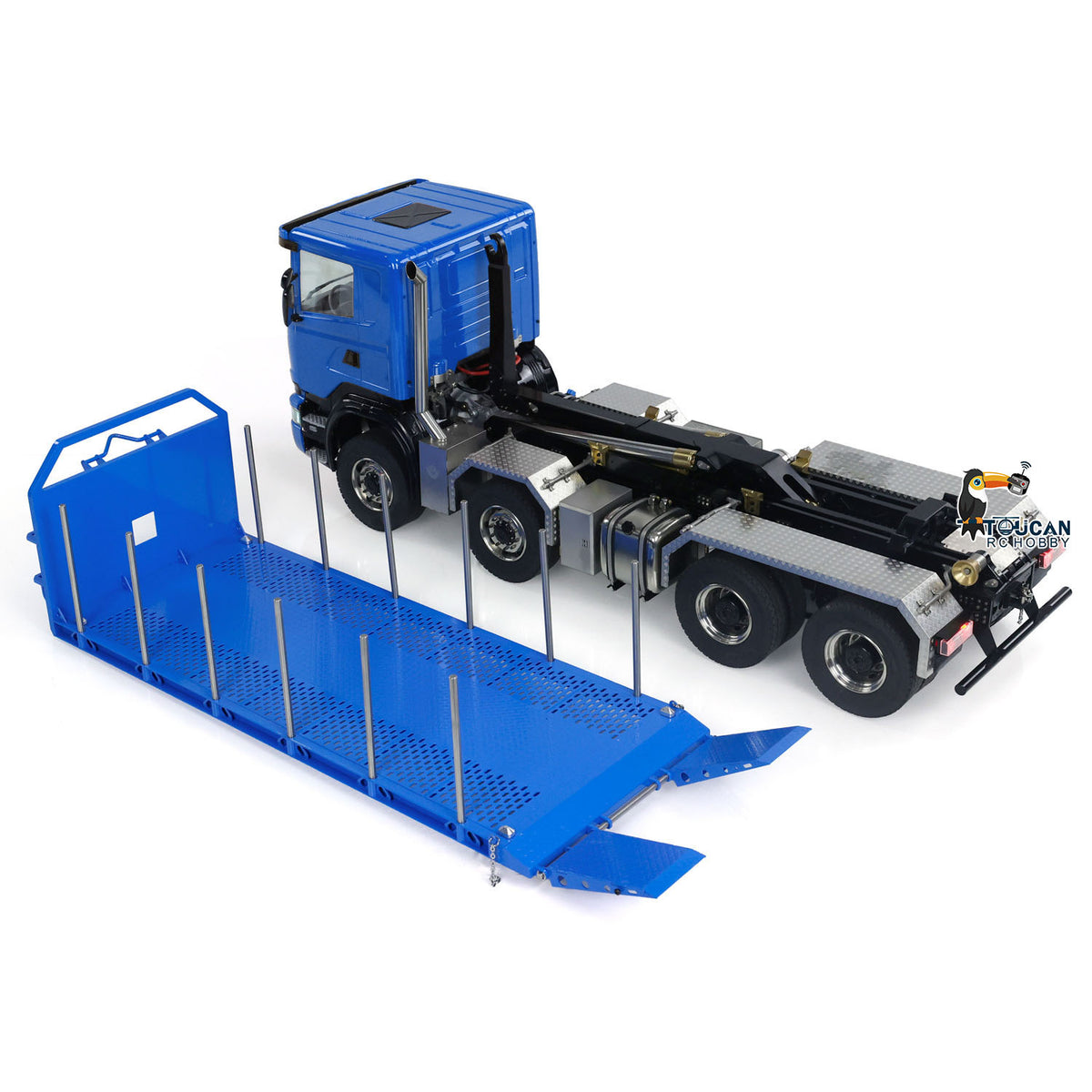 11. 1/14 Scale Roll-Off Dump Truck 8x8 SC-G88 Hydraulic Cylinder and Hoses Blue
