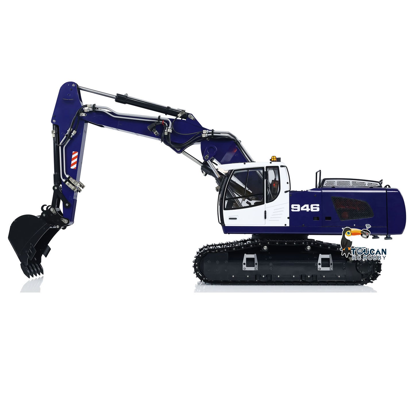 MTM 946-3 Metal 1/14 Excavator Full Hydraulic Construction Machine with 6CH Reversing Valve and Digital Pressure Gauge featuring 3-Piece Arm and Manual Quick Coupler