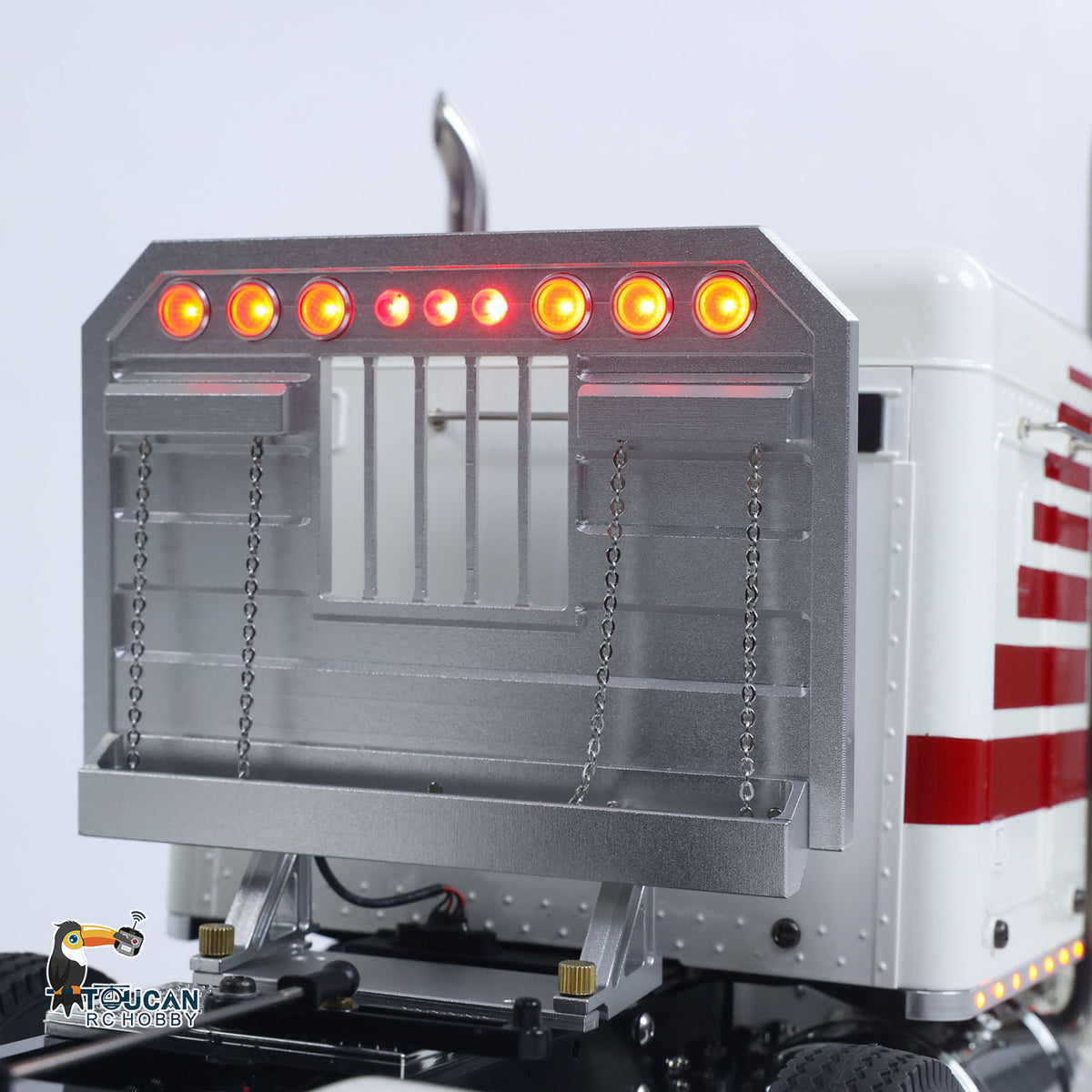 11. 1/14 Scale GrandHauler RC Semi Truck Metal Exhaust Stack and LED Taillights Detail
