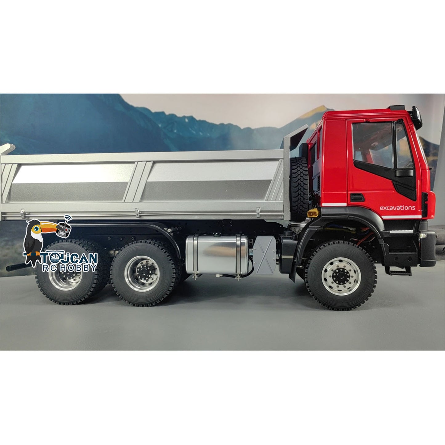 1/14 6x6 Hydraulischer RC Muldenkipper Funkgesteuertes Kipperauto 2-Gang-Getriebe PNP Sound Licht Lackiertes Zusammengebautes Modell