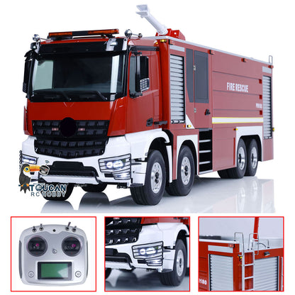 8x4 1/14 RC Feuerwehrauto, ferngesteuerte Sprinklerfahrzeuge, Geräusche, lackiert, zusammengebaut, DIY-Spielzeugauto, Geschenk für Erwachsene und Kinder 