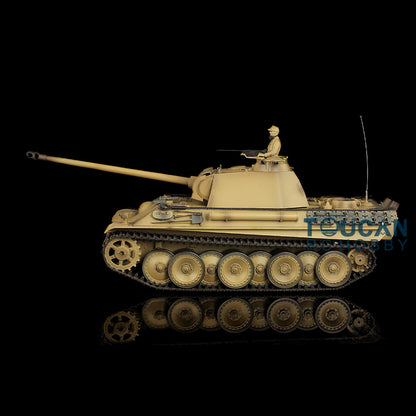 Henglong TK7.0 Deutscher Panther G aus Kunststoff im Maßstab 1/16, fahrbereit, ferngesteuerter Modellpanzer 3879 mit 360-Grad-Turmketten und Kettenrädern