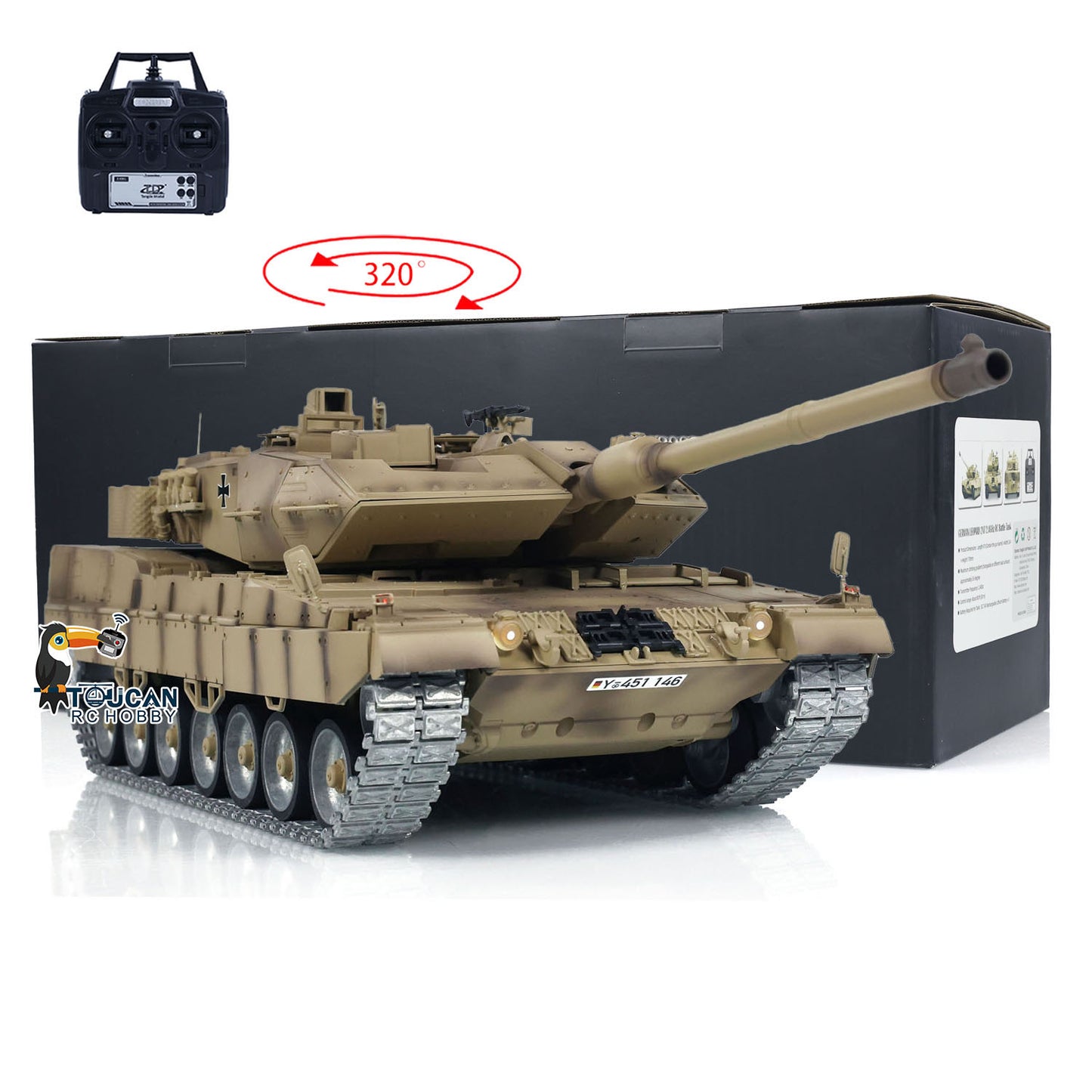 TD 1:16 RC Panzer Deutscher Leopard2A7 Fernbedienung Infrarot und BB Kampfpanzer Elektroauto Metallrad Elektropanzer Laufrückstoß