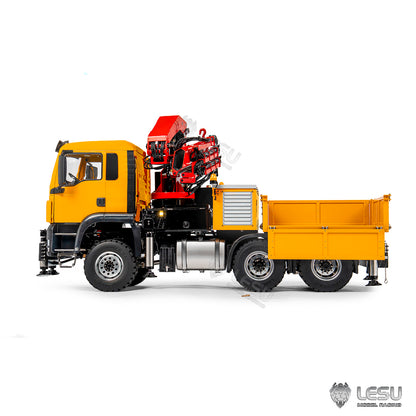 TOUCAN RC HOBBY PROMOTION LESU 6X6 Metal 1/14 RC Hydraulic Crane Truck 3Speed Remote Control Lorry Car 7CH Valve 4MPA 6 Outriggers Sound Axle Diff Lock