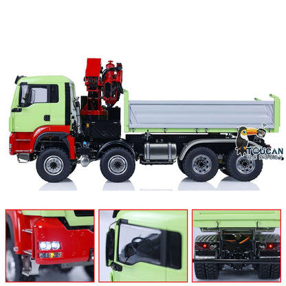 TOUCAN RC HOBBY LESU 1/14 8X8 RC Hydraulic 3-Ways Dumper Truck for Remote Control Crane 2Speed Gearbox Tipper W/ Sound Light ESC Servo