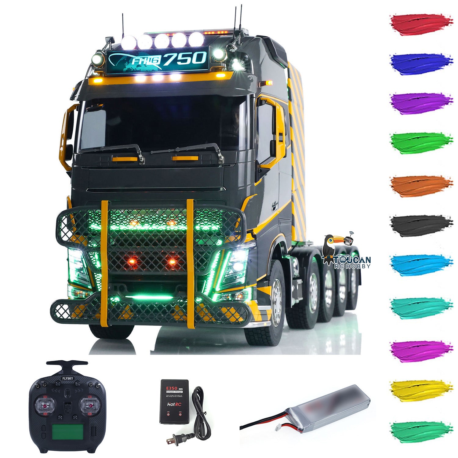 Unitru 02 FH16 1/14 Remote Control Tractor Truck 10x10 Metal Chassis R ...