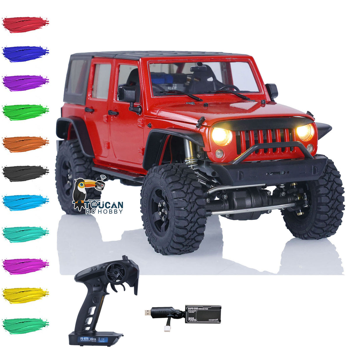 CAPO 1/18 RC Crawler Car CUB2 RTR Lackiert Zusammengebaut Ferngesteuertes Kletterfahrzeug 2-Gang Getriebe Licht Sound ESC 