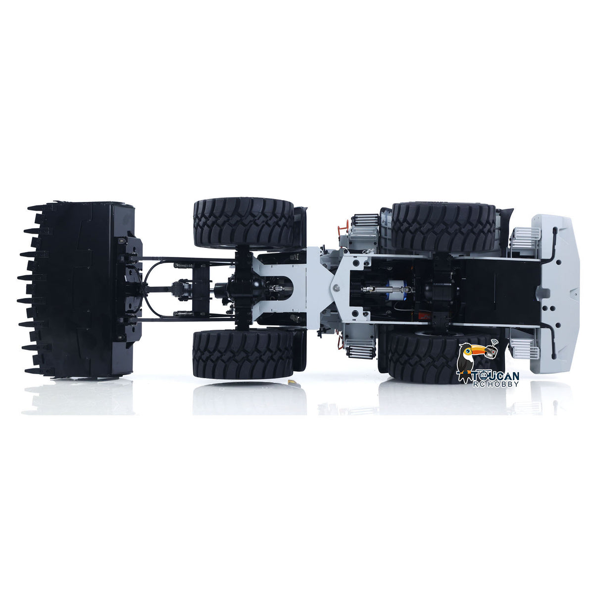 MTM E260L Metal 1/14 Loader Hydraulic Ready to Operate with 2-Speed Transmission and Differential Lock Axles featuring ST8 Transmitter and Sound System White No Battery