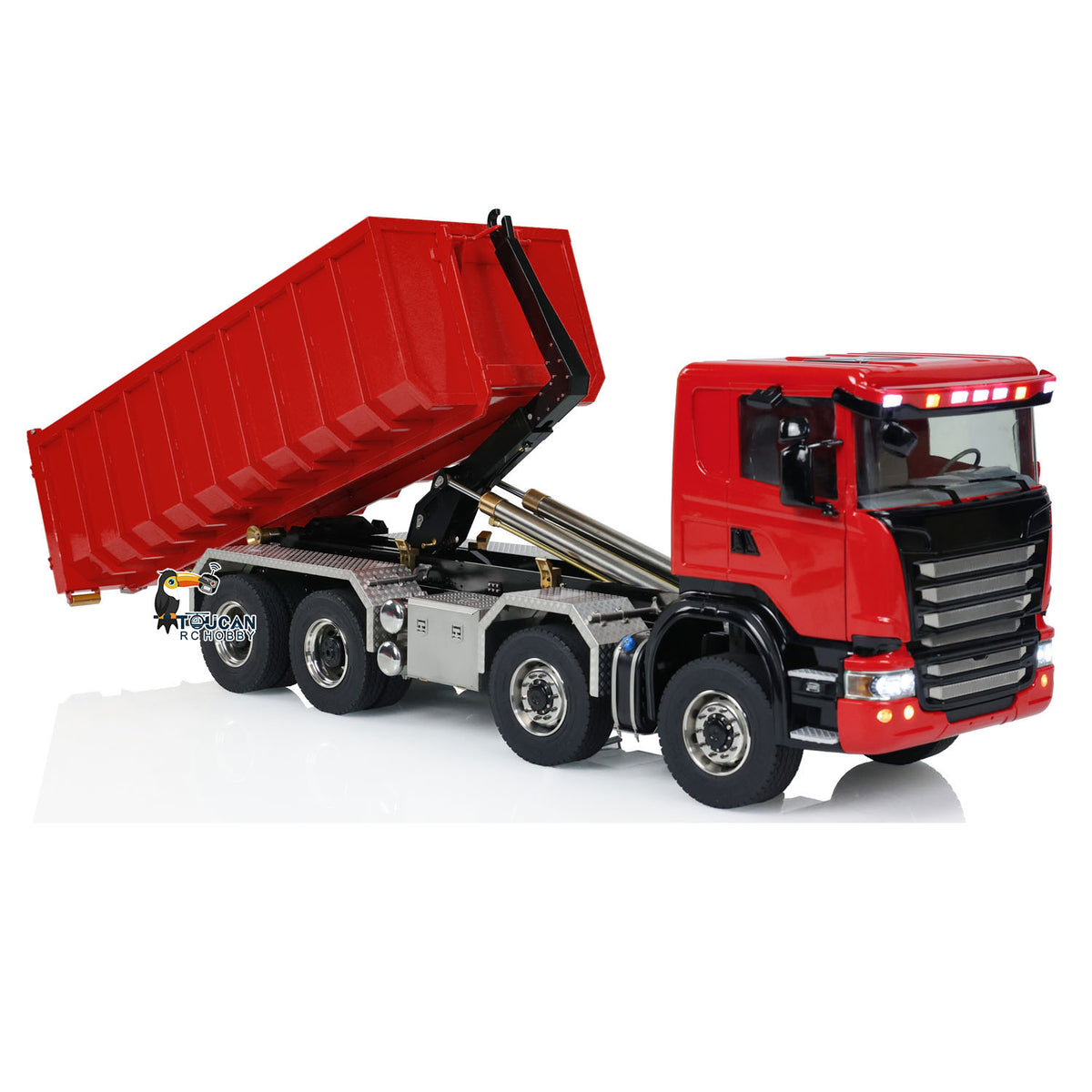 12. 1/14 RC 8x8 Articulated Dump TH-X G88 Three-Speed Gearbox Underbody Red View  
