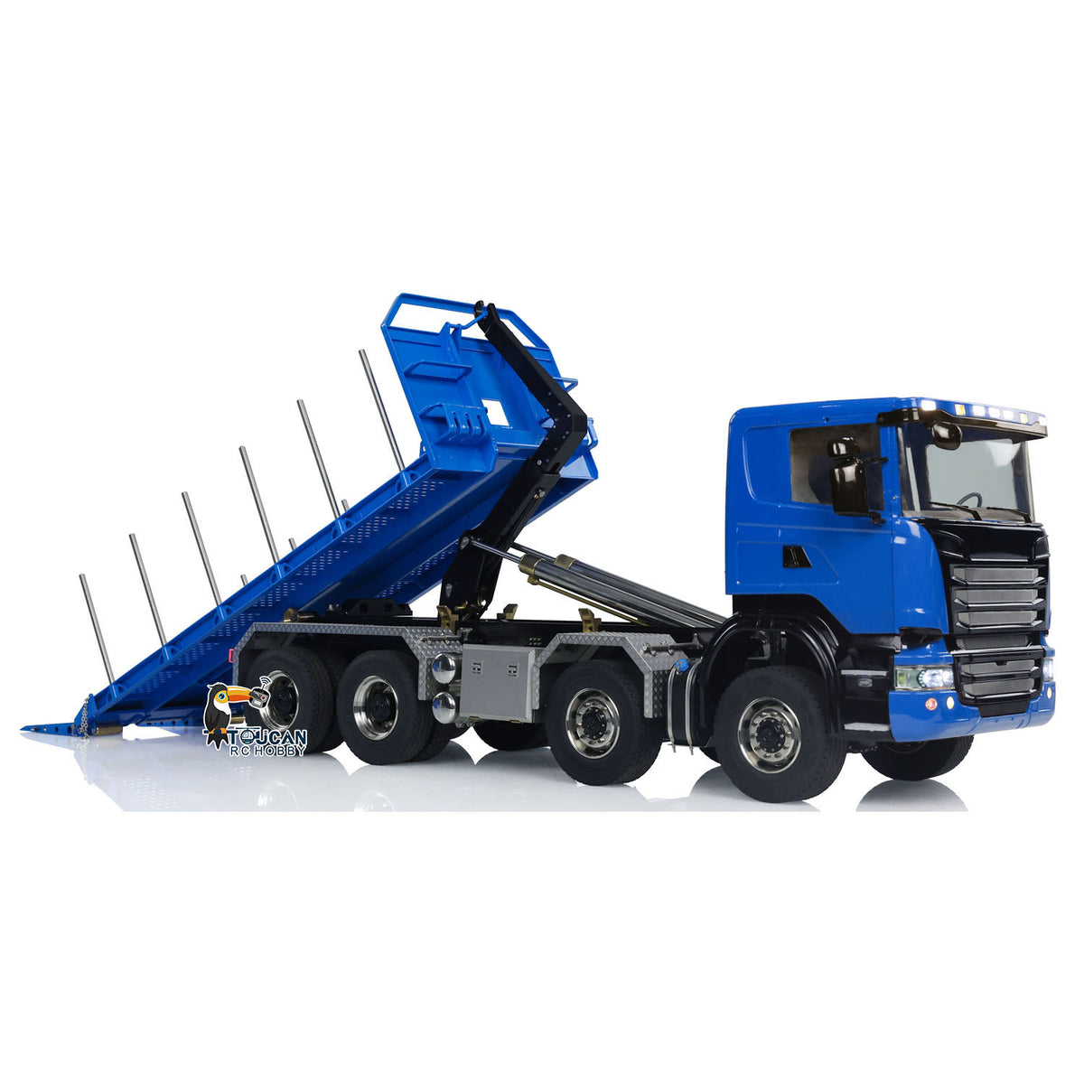 12. 1/14 RC 8x8 Articulated Dump TH-X G88 Three-Speed Gearbox Underbody Blue View
